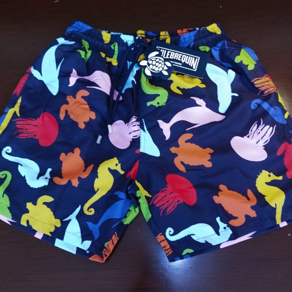 New, Vilebrequin - Men Swim Trunks - Sea Life - Color Navy - Size M